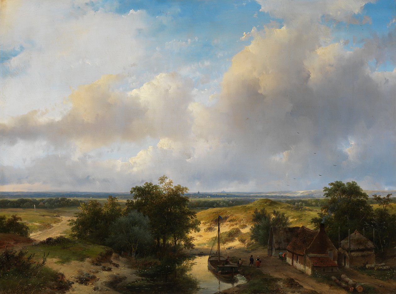 Holländskt landskap med utsikt över Haarlem av Andreas Schelfhout