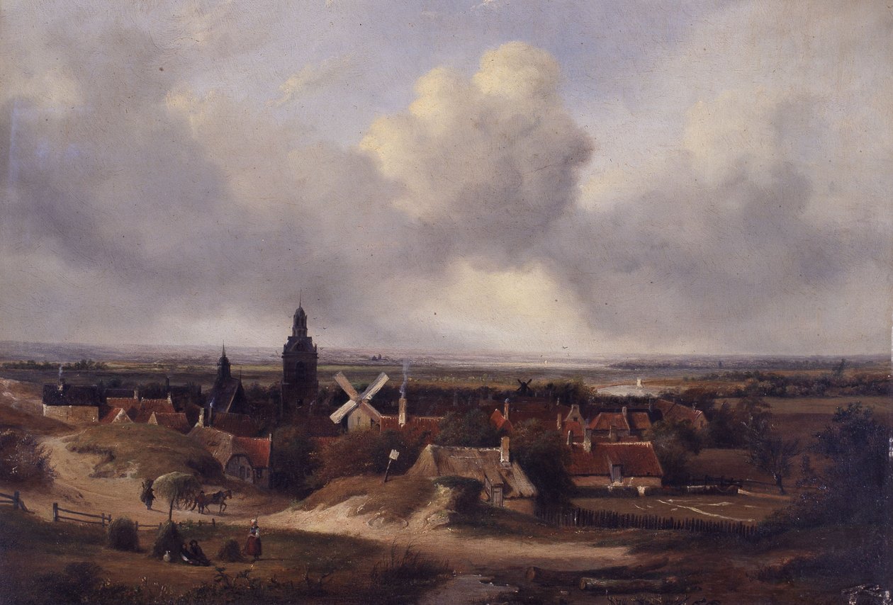 Panoramavy över staden av Andreas Schelfhout
