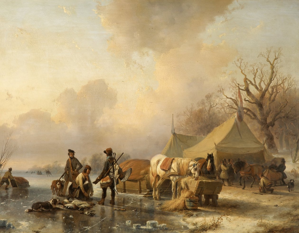 Vinterscen med släde, 1840 av Andreas Schelfhout