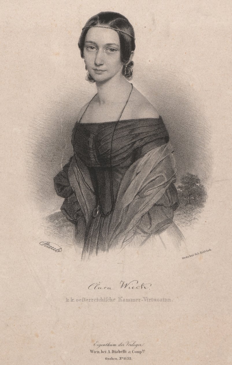 Porträtt av Clara Wieck-Schumann 1819-1896, 1838. av Andreas Staub