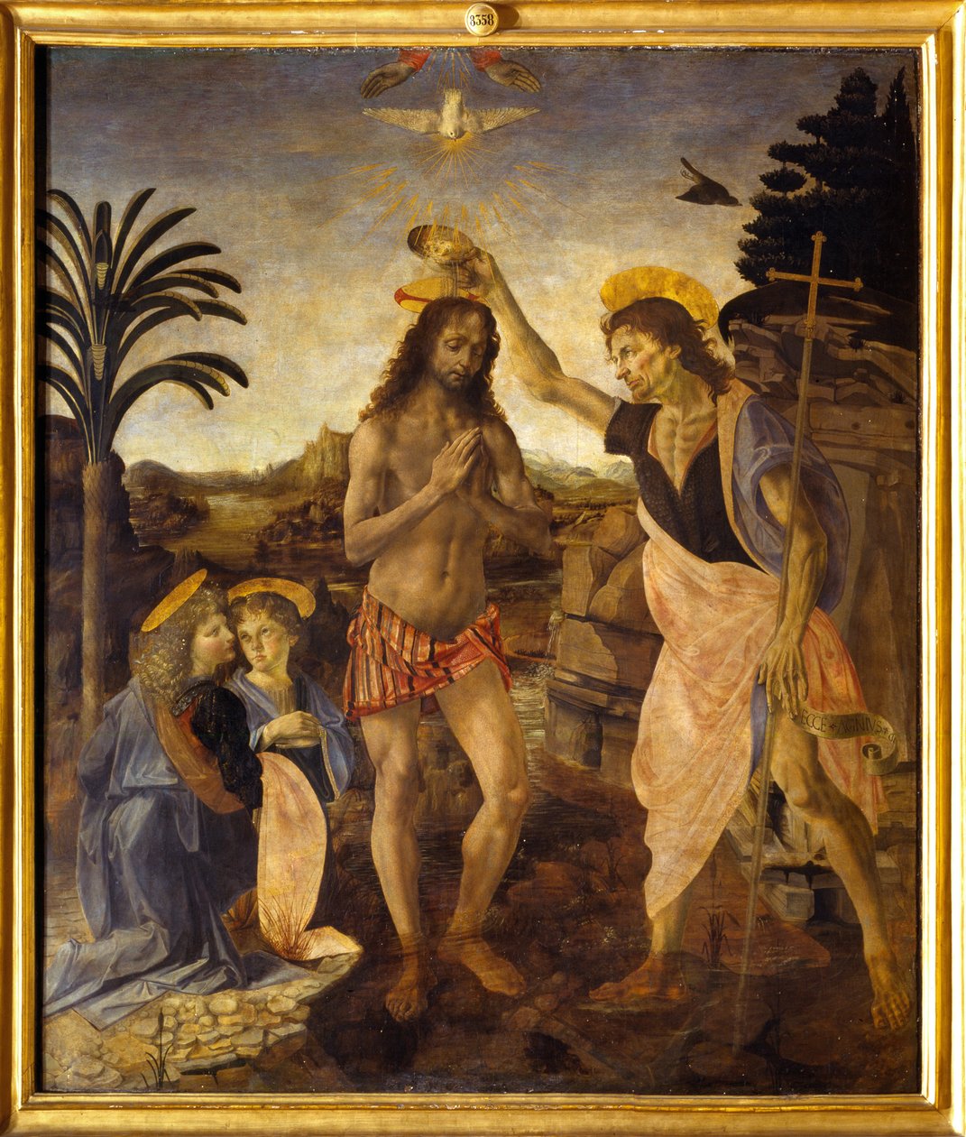 Kristi dop av Andreea & Vinci Leonardo da (1452 1519) Verrocchio