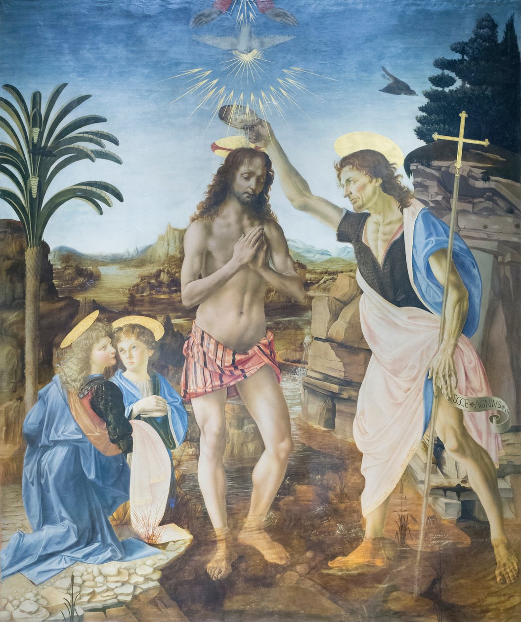 Kristi dop av Andreea & Vinci Leonardo da (1452 1519) Verrocchio