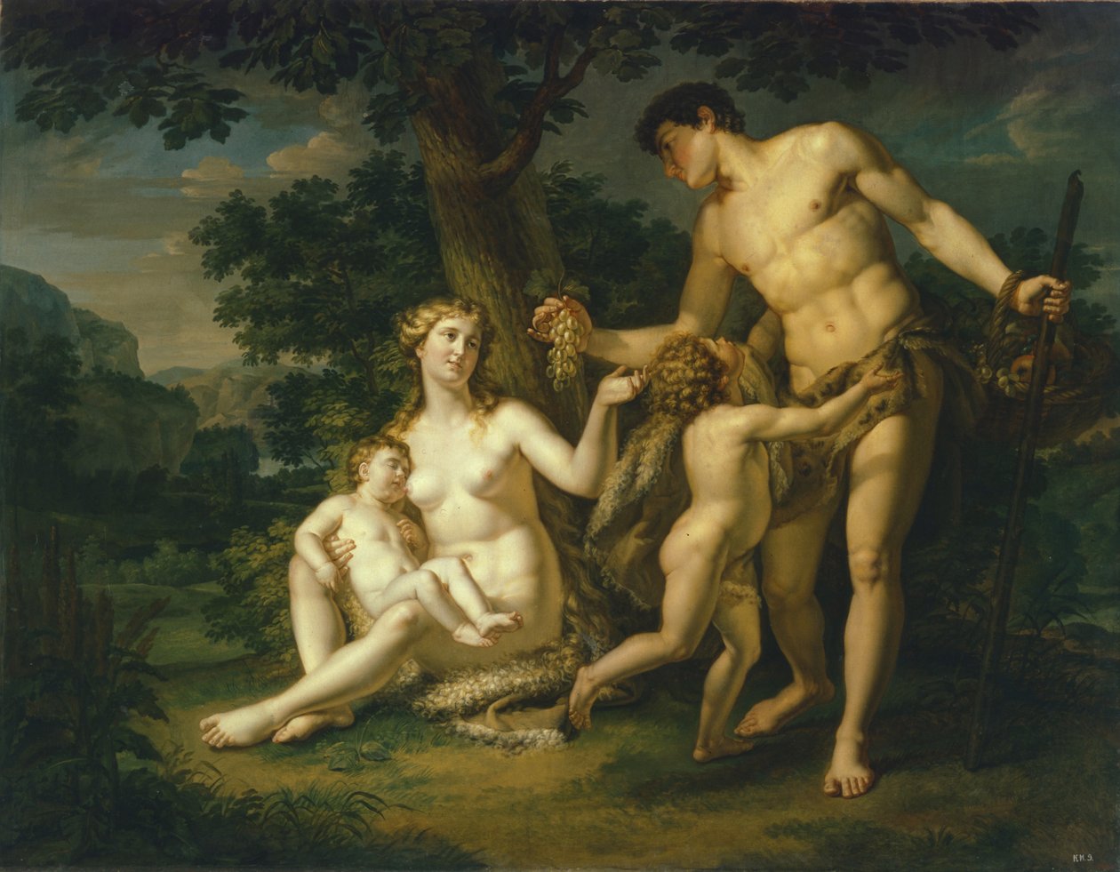 Adam och Eva med barn under ett träd, 1803 av Andrei Ivanovich Ivanov
