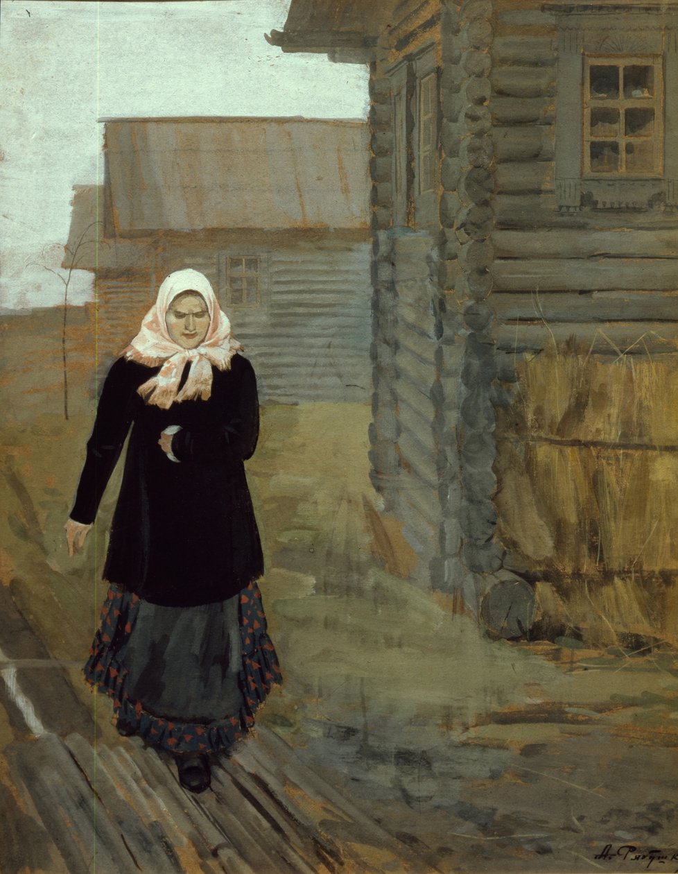 I en by på landet. Går till kyrkan, 1903 av Andrei Petrovich Ryabushkin