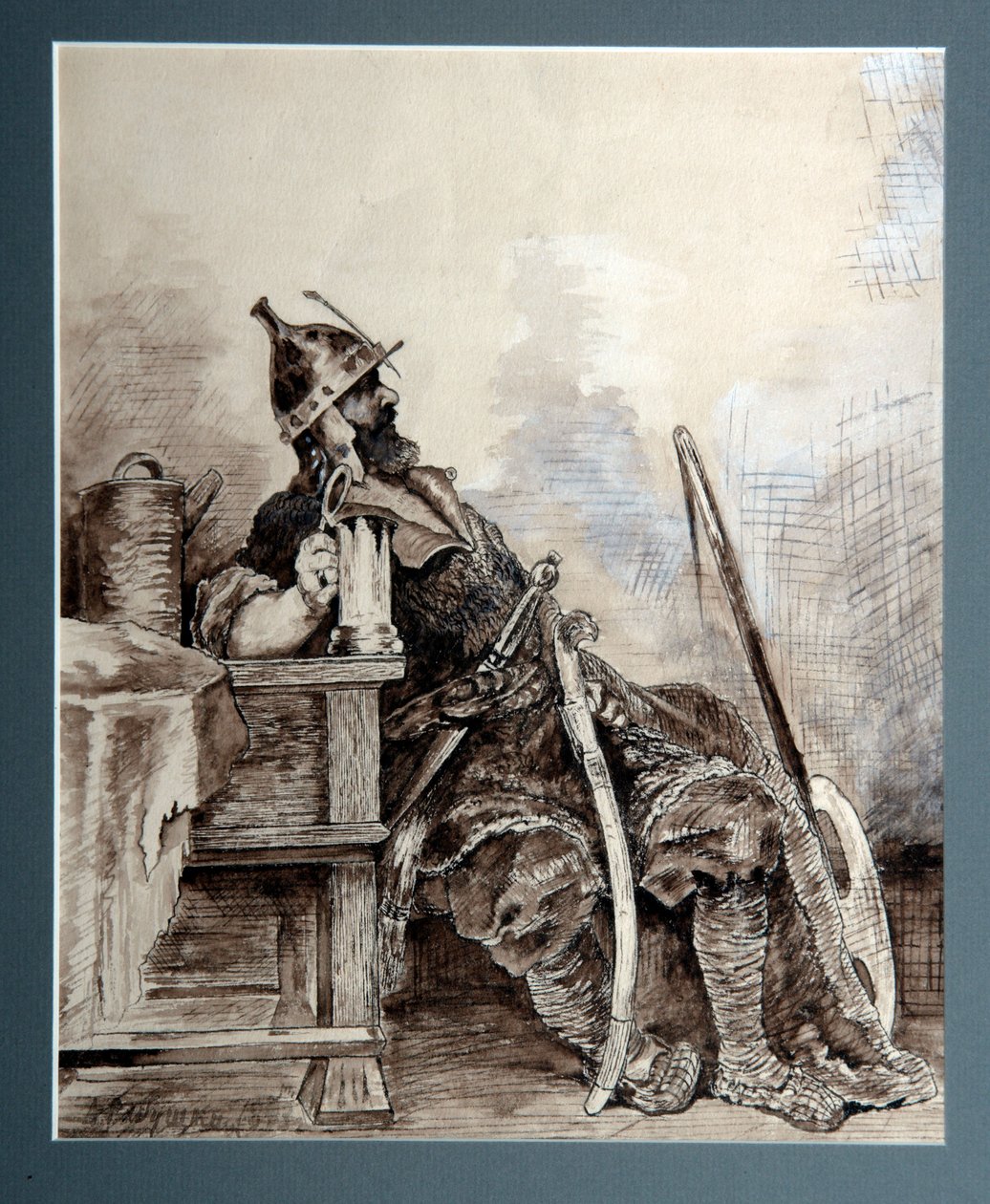 ""Representation du heros russe medeltida Bogatyr, chevalier errant"" Aquarelle de Andrei Petrovich Riabouchkine (Ryabushkin) (1861-1904) 1893 Dim 29,7x26,7 cm Regional Art Gallery, Perm av Andrei Petrovich Ryabushkin