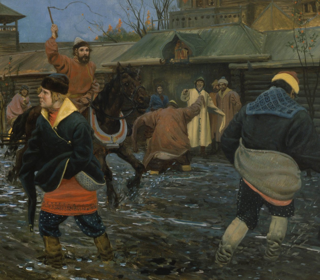 Moscow Street från 1600-talet på en allmän helgdag av Andrei Petrovich Ryabushkin