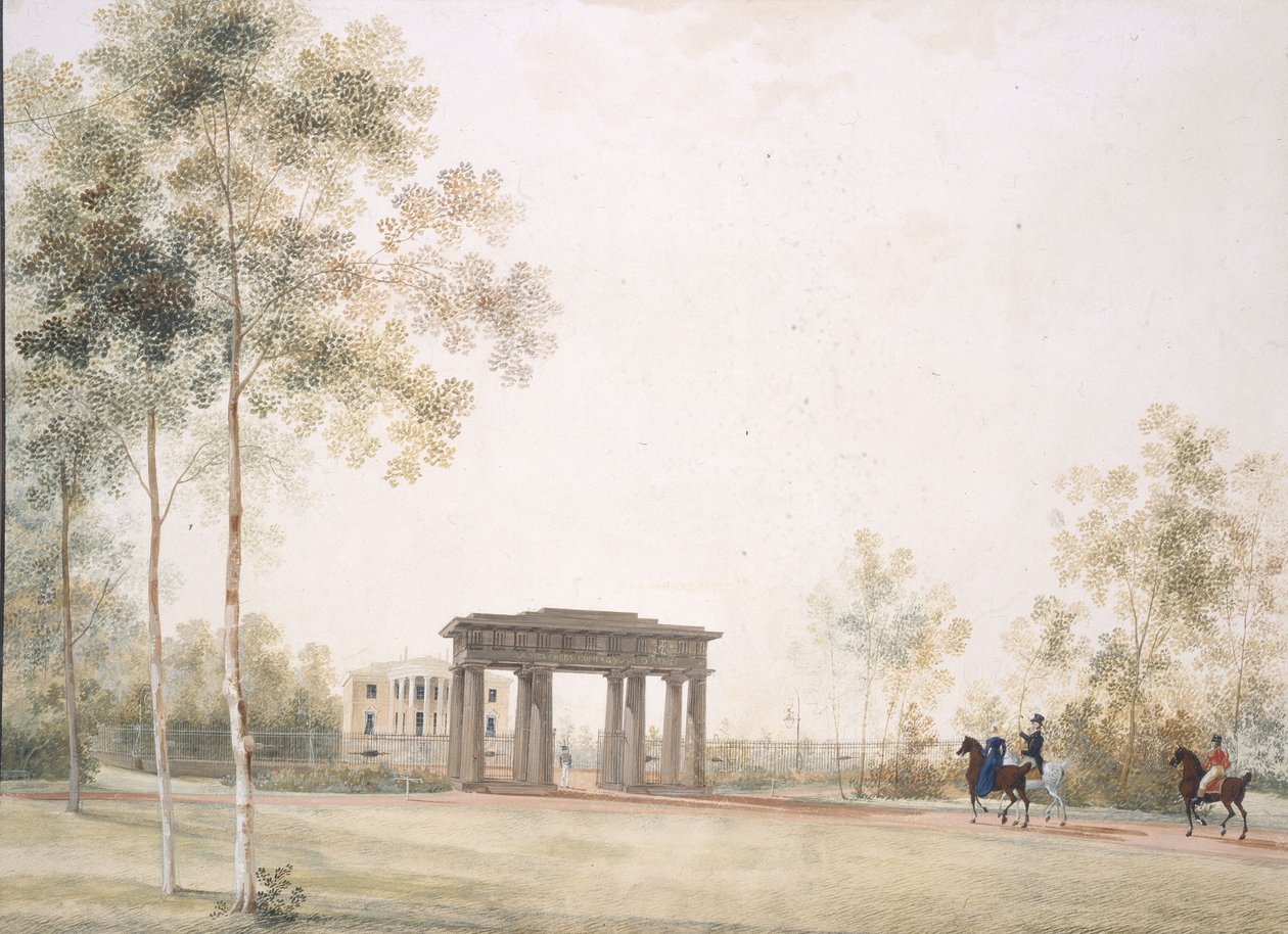 Porten till parken i Tsarskoye Selo, efter 1821 av Andrei Yefimovich Martynov