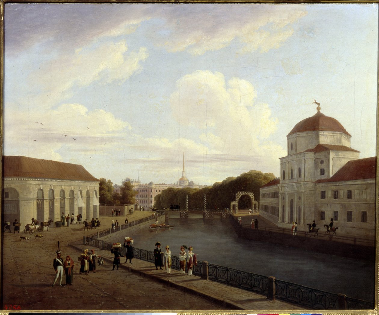 Michelpalatset i Sankt Petersburg. (Mikaelspalatset i St Petersburg). Målning av Andrei Yefimovich Martynov (1768-1826), olja på duk av Andrei Yefimovich Martynov