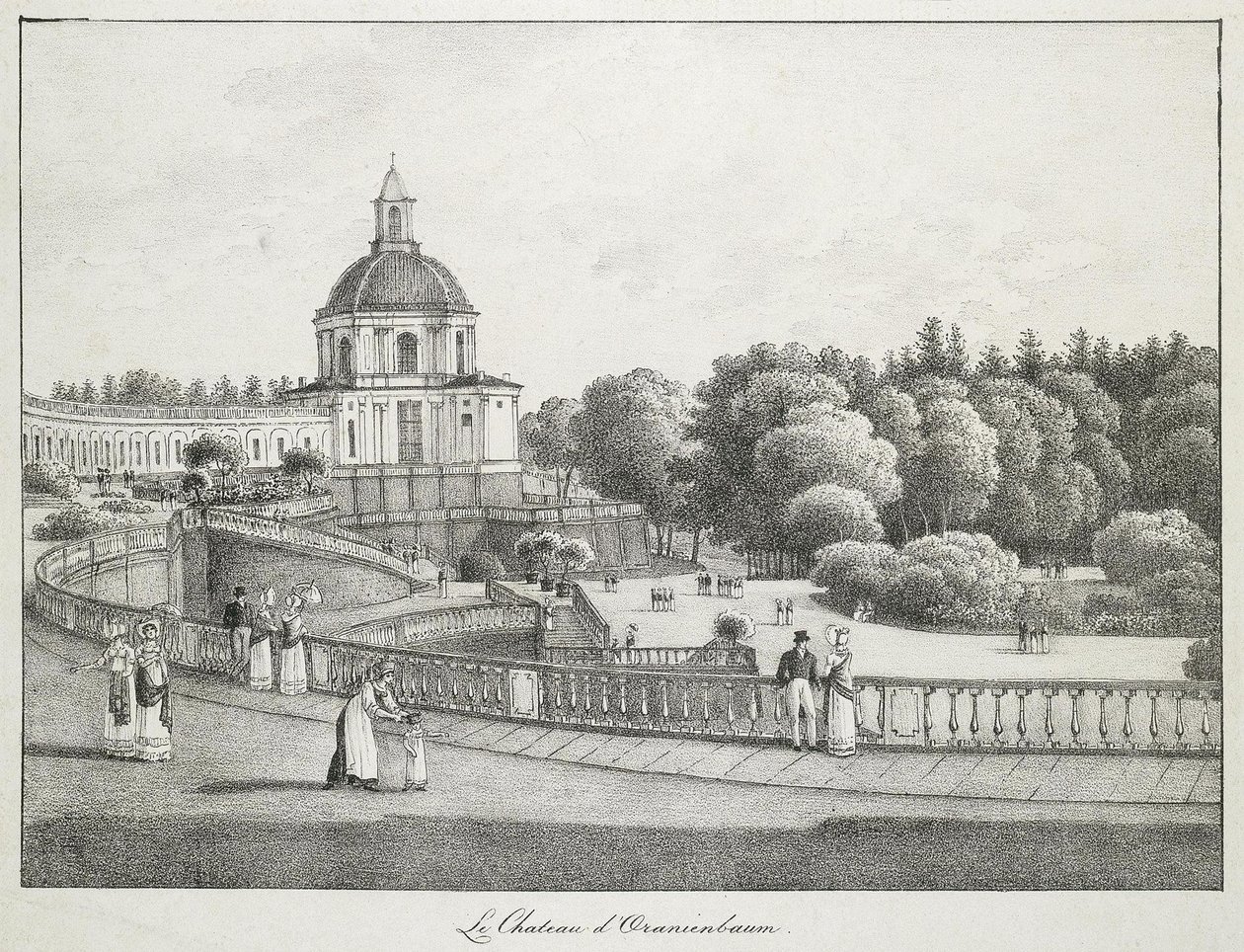 Utsikt över kyrkan av det stora palatset i Oranienbaum, 1821-1822 av Andrei Yefimovich Martynov