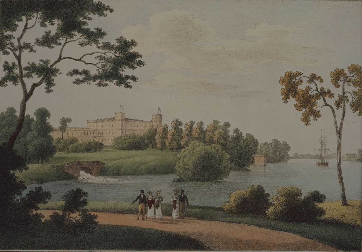Utsikt över Gatchina-palatset, 1821 av Andrei Yefimovich Martynov