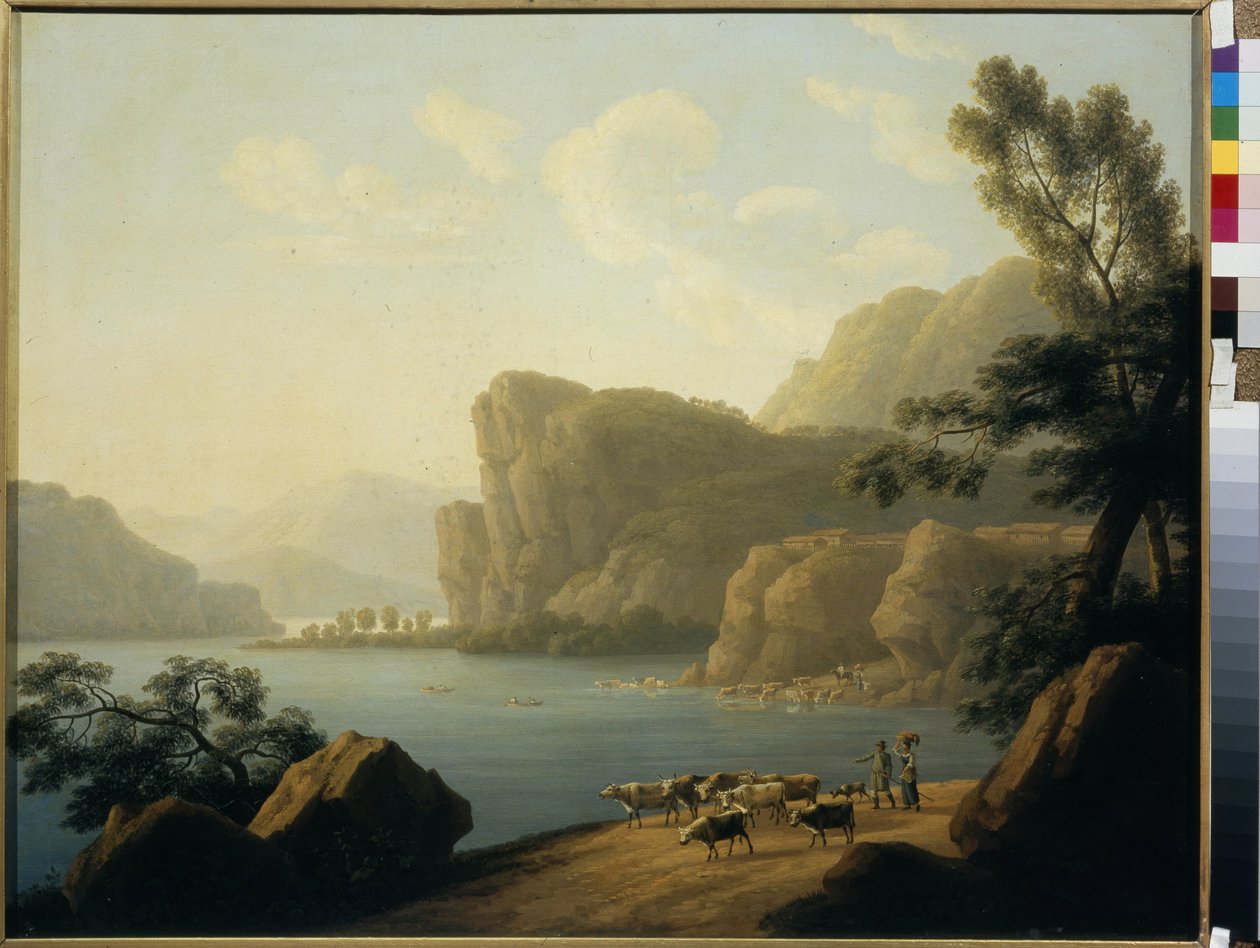 ""Utsikt över Selengafloden i Sibirien"" Målning av Andrei Yefimovich Martynov (1768-1826) 1817 - Olja på duk Dim 64,3x80 cm Statliga Tretyakov Gallery, Moskva av Andrei Yefimovich Martynov