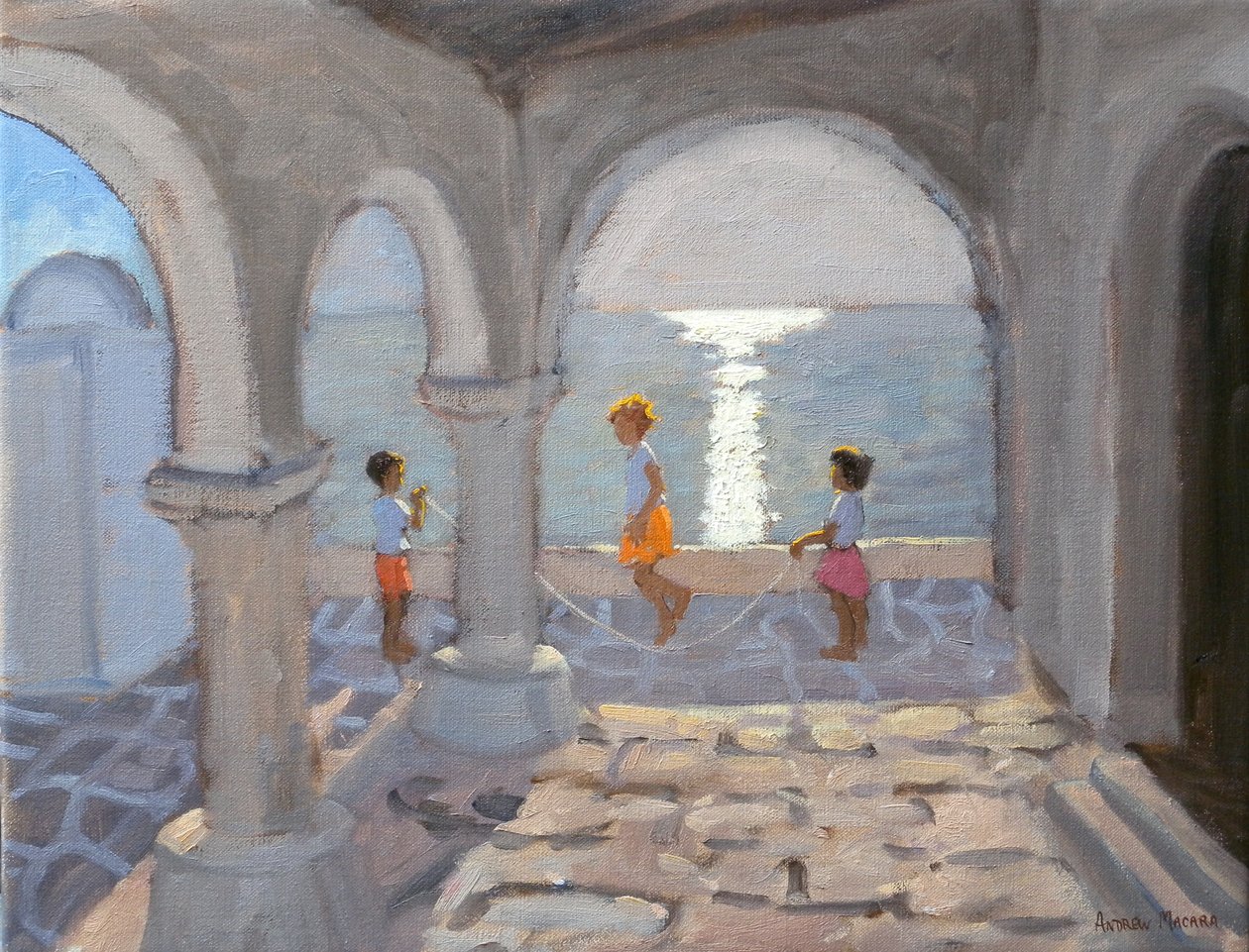 Barn som åker skidor, Grekiska öarna, 2008 av Andrew Macara