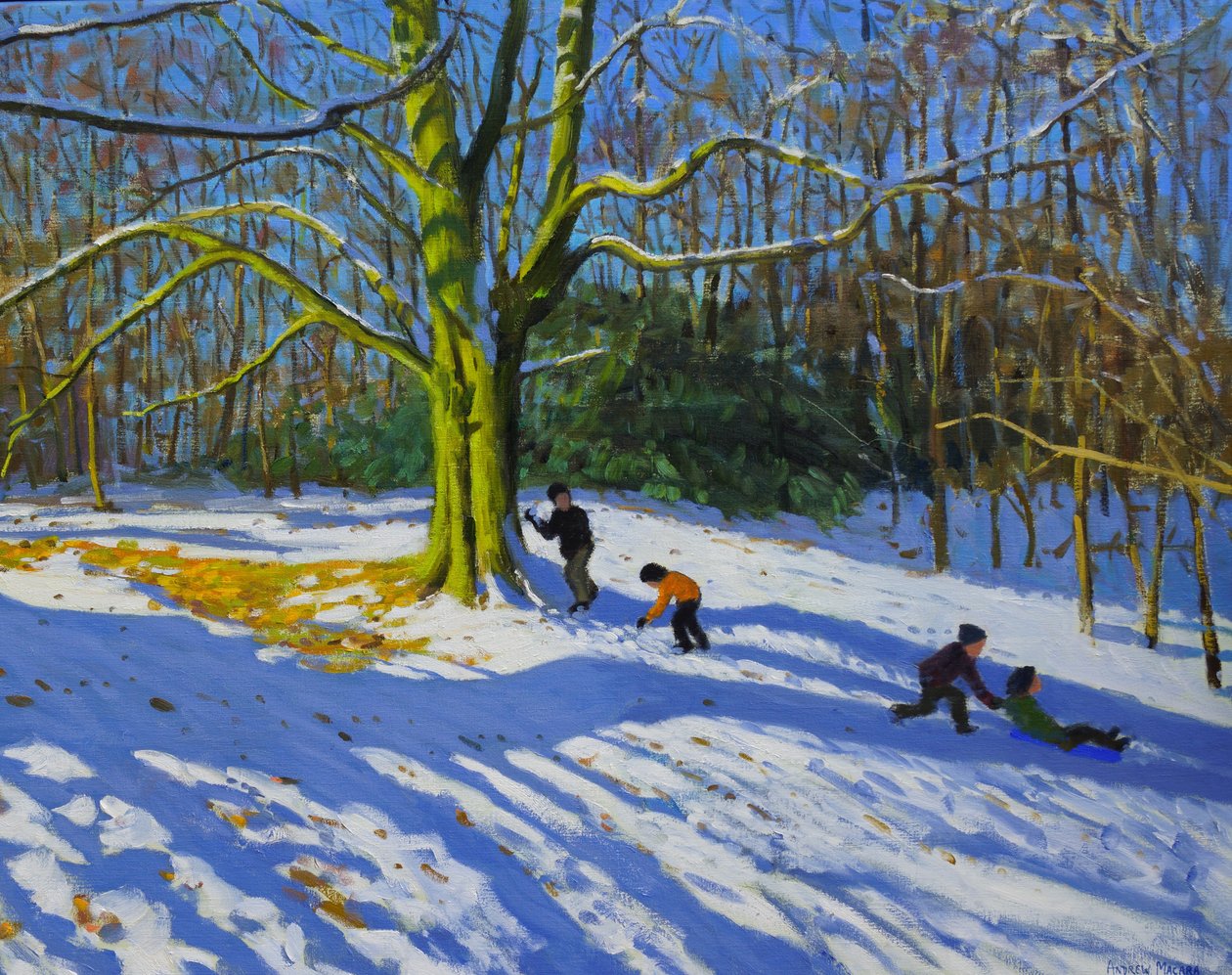 Detalj av Top of Allestree Park, 2014, olja på duk av Andrew Macara