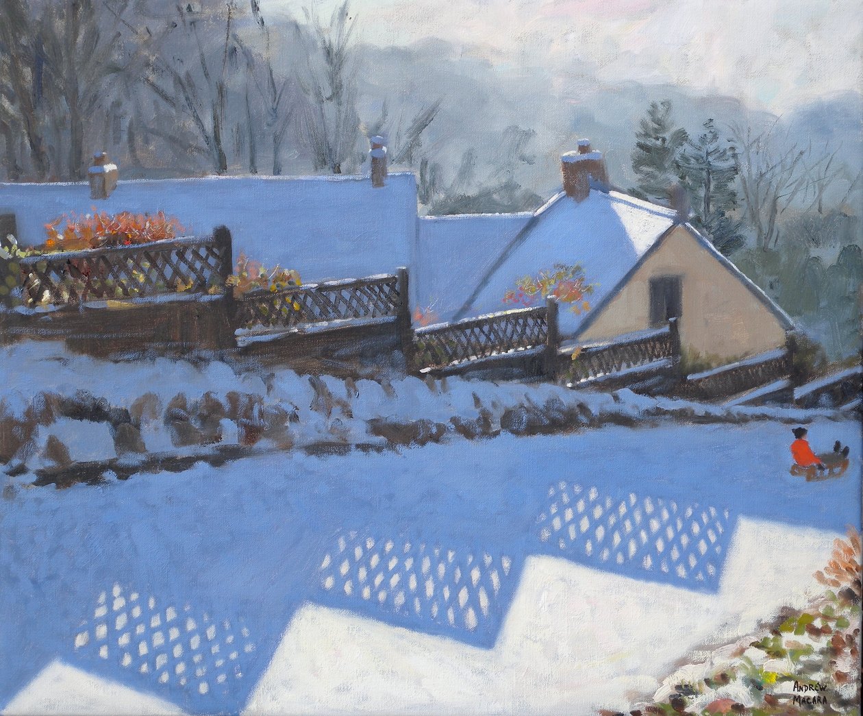 Fence Shadows, 2009 (olja på duk) av Andrew Macara