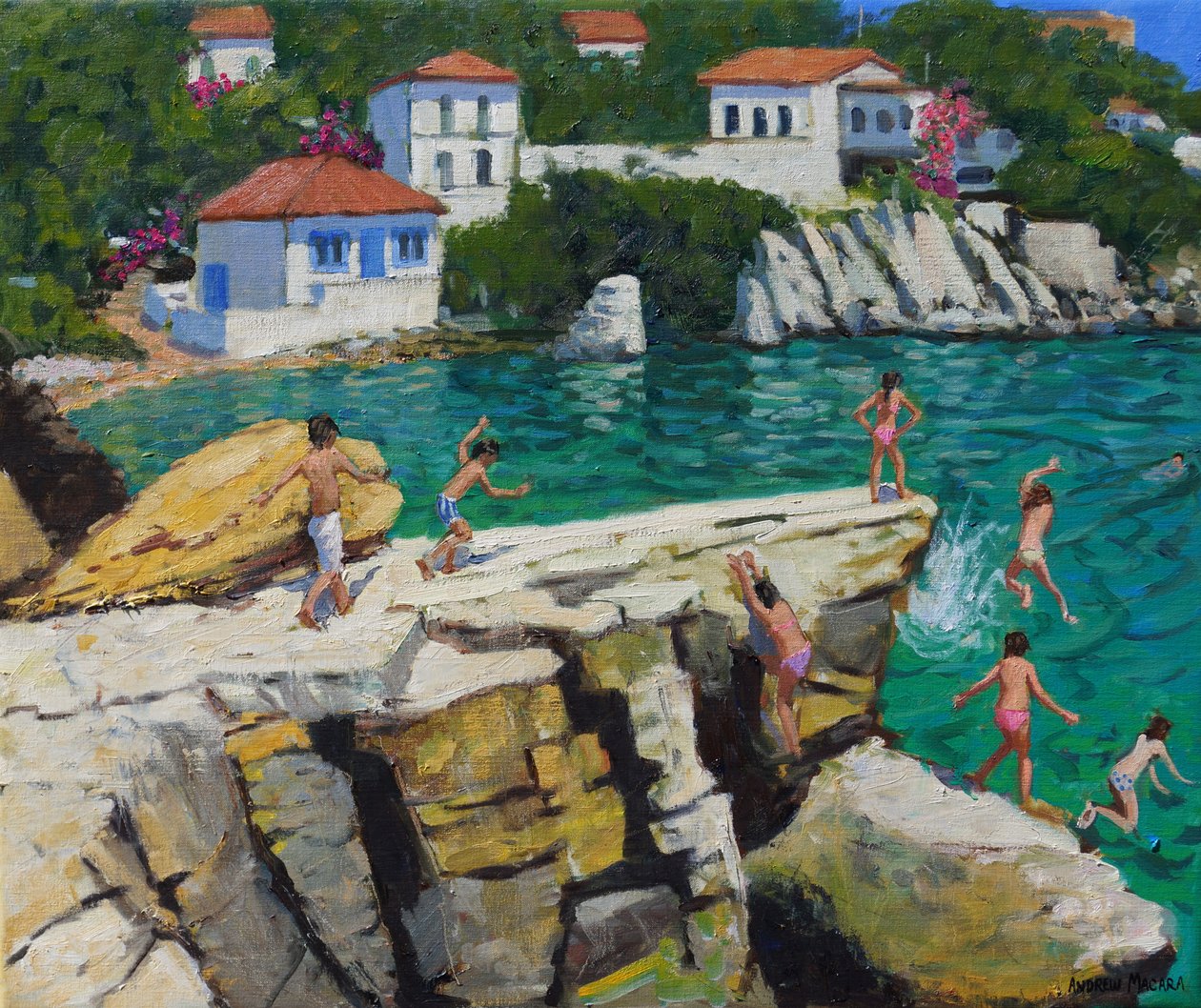 Hoppa i havet, Plattor ,Skiathos, 2015, av Andrew Macara