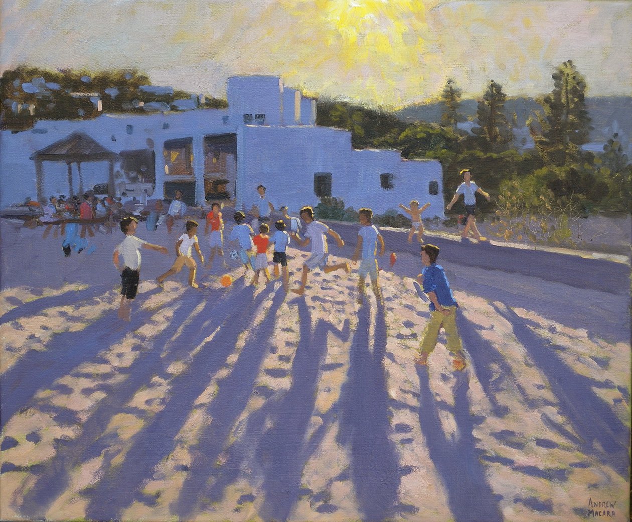 Sen eftermiddagsfotboll, Ornos, Mykonos av Andrew Macara