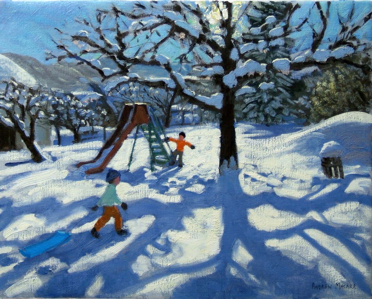 Rutschbanan på vintern, Bourg, St Moritz av Andrew Macara