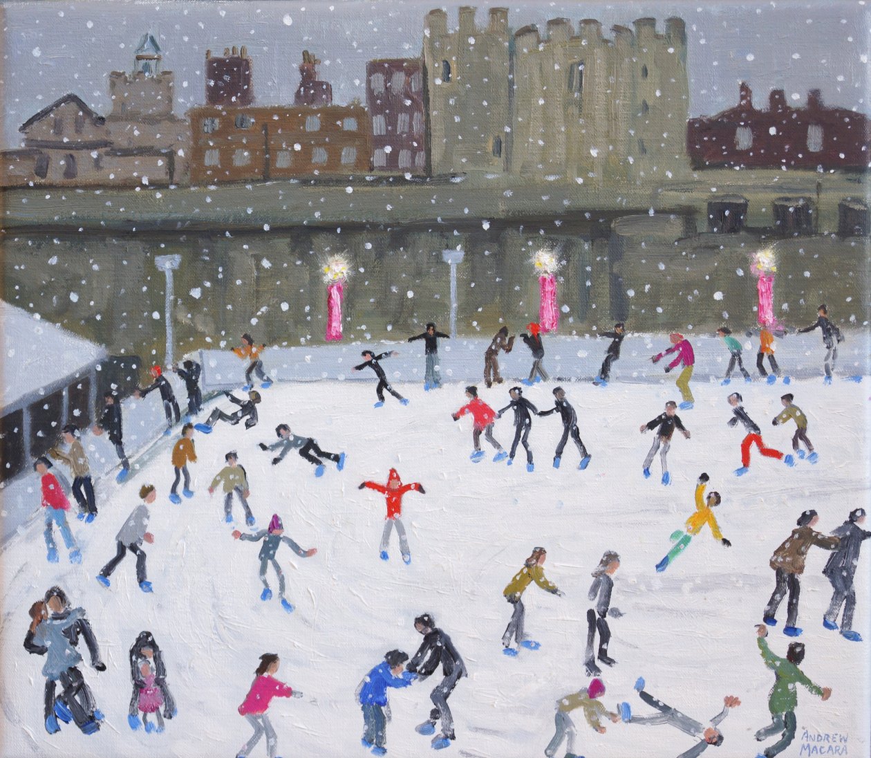 Tower of London Ice Rink, 2015, (olja på duk) av Andrew Macara