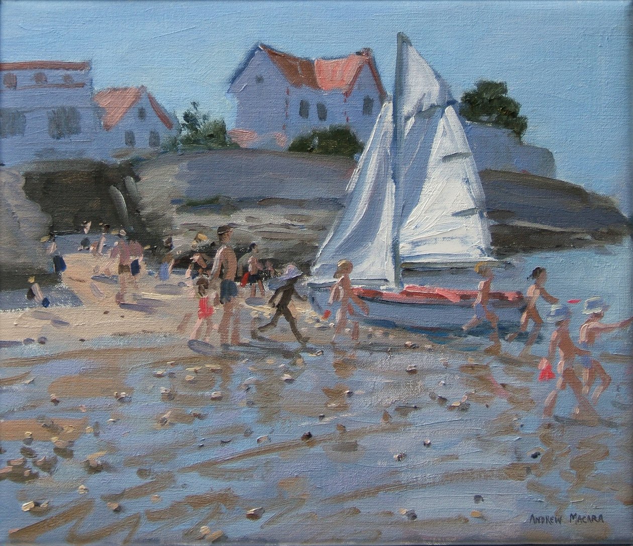 Vit segelbåt, Palais sur Mer, Frankrike av Andrew Macara