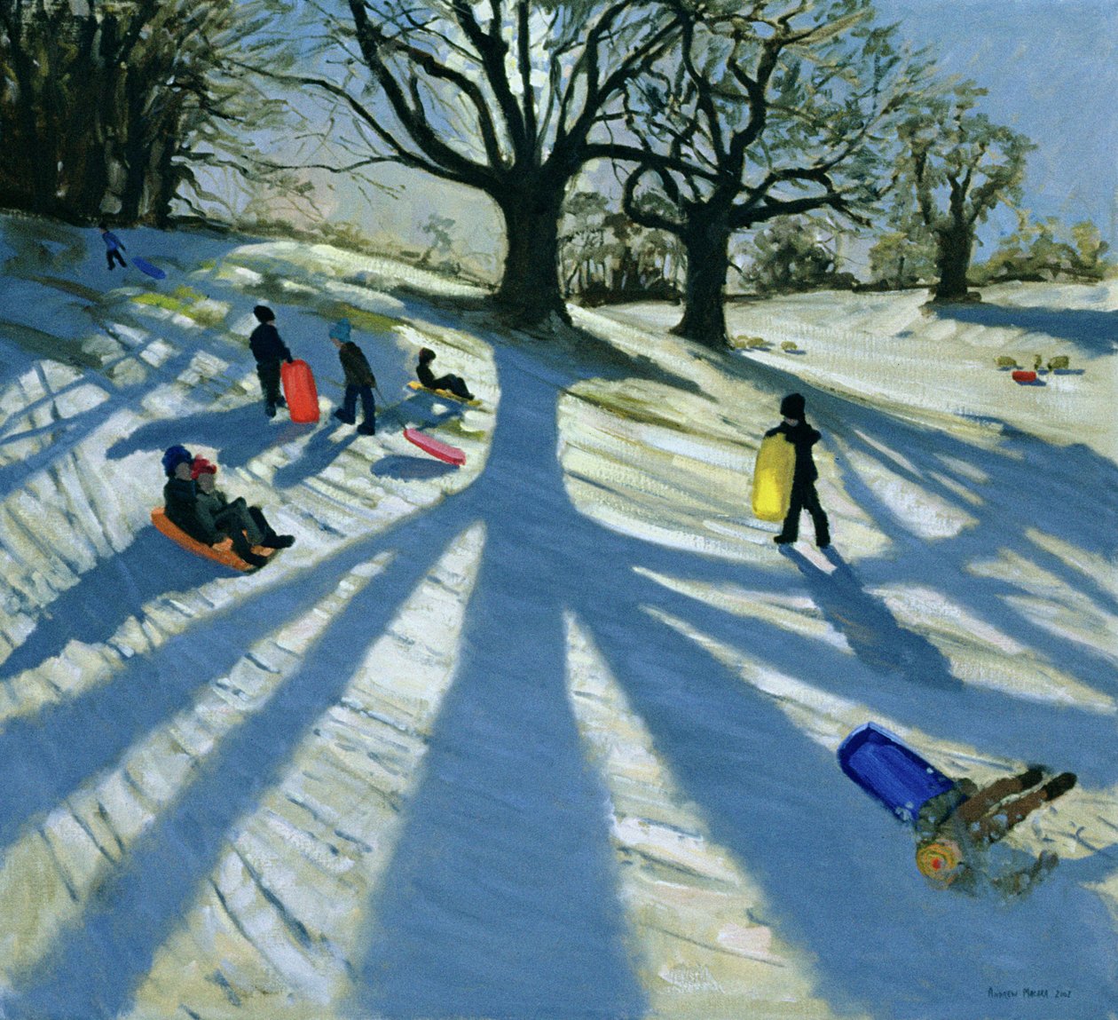 Vinterträd, snöslungor, Calke Abbey, Derby av Andrew Macara