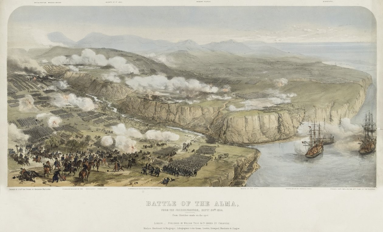 Slaget vid Alma från den franska positionen den 20 september 1854, publicerad av William Tegg and Company, 1854 av Andrew Maclane