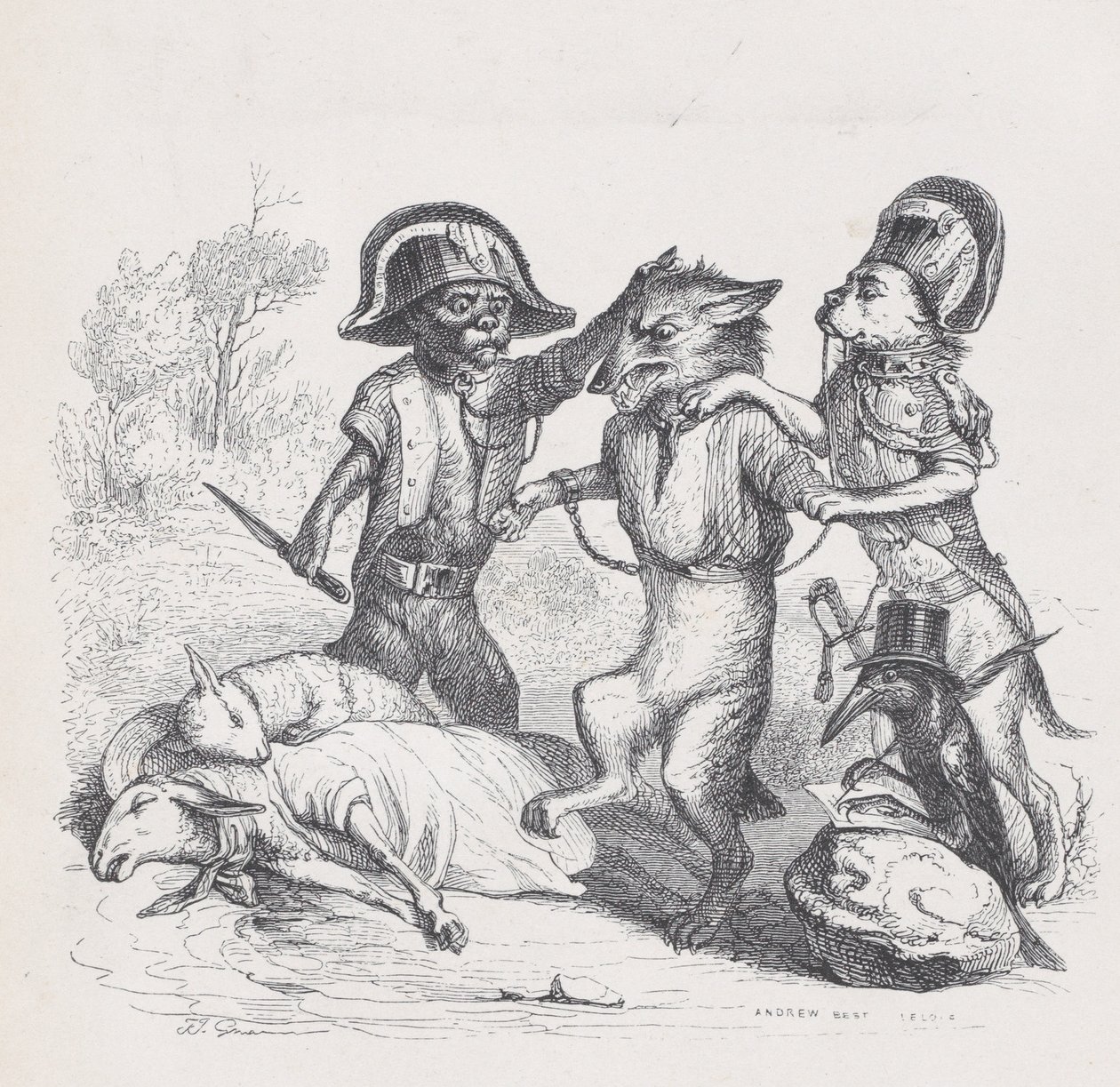 Författaren till denna attack är en känslig liten varg från Scenes from the Private an..., ca. 1837-47. av Andrew Best Leloir