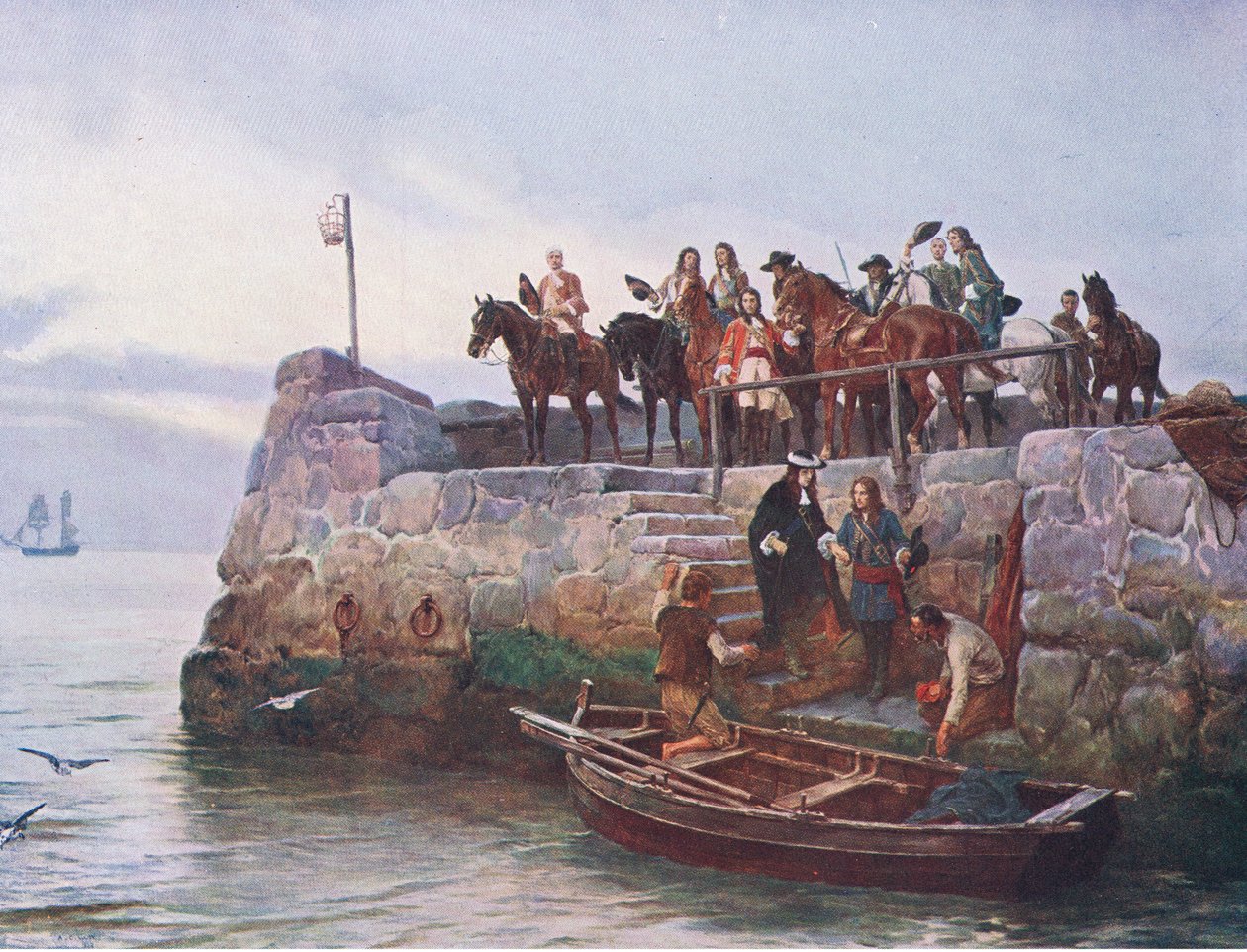 The Lost Cause: James II:s flykt efter slaget vid Boyne 1690, illustration från 