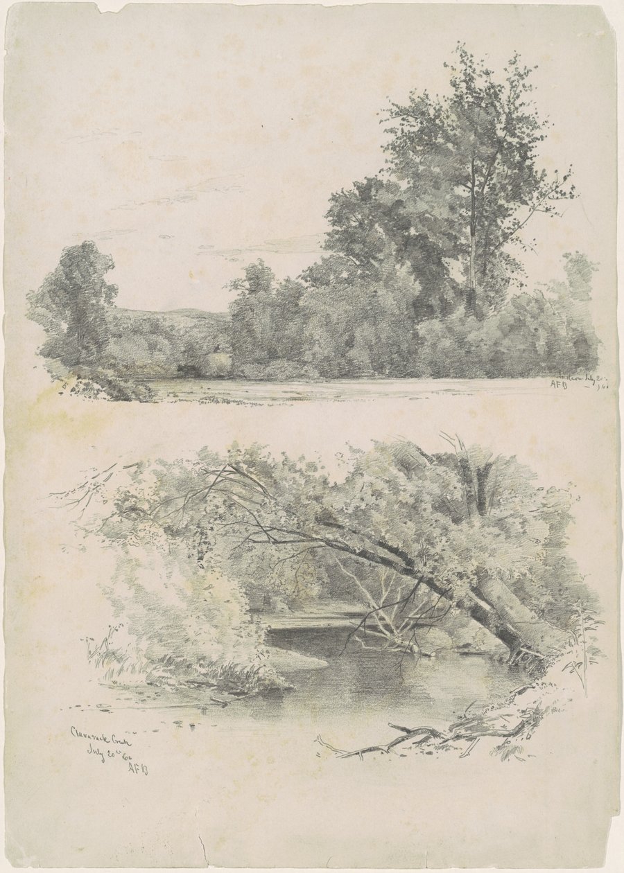 Hudson; och Claverack Creek av Andrew Fisher Bunner