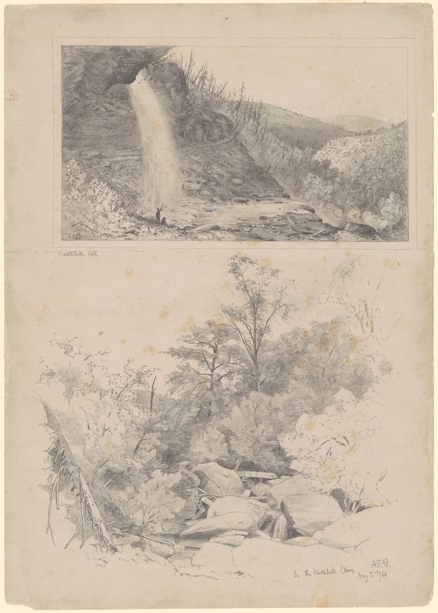 Kaatskill Fall; och In the Kaatskill Clove av Andrew Fisher Bunner