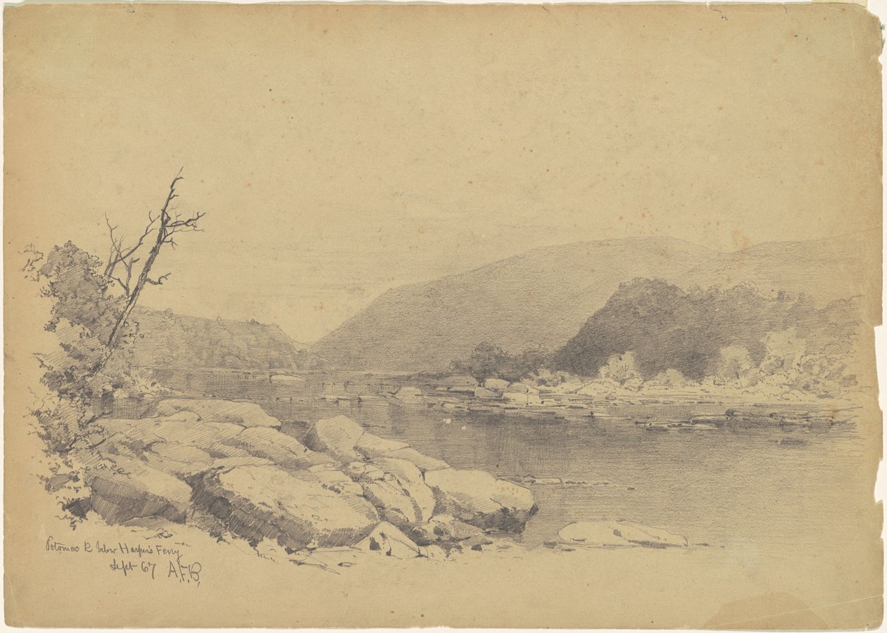Potomac River under Harpers färja av Andrew Fisher Bunner
