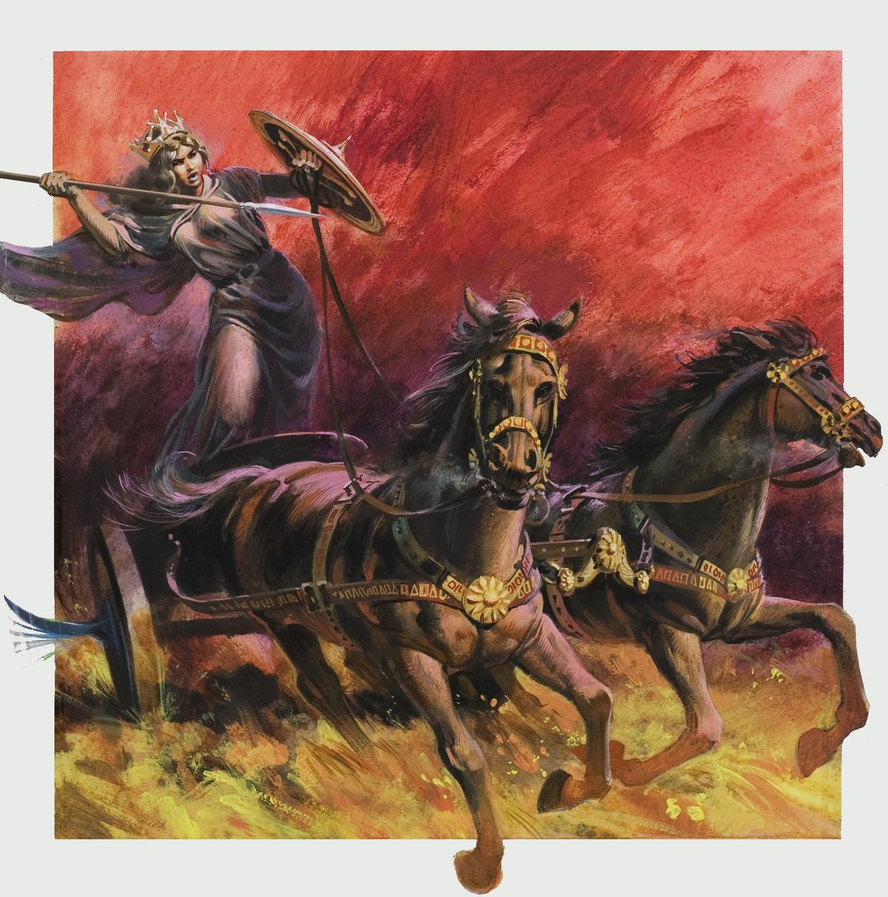 Drottning Boadicea (d.ca 60 e.Kr.) (gouache på papper) av Andrew Howat