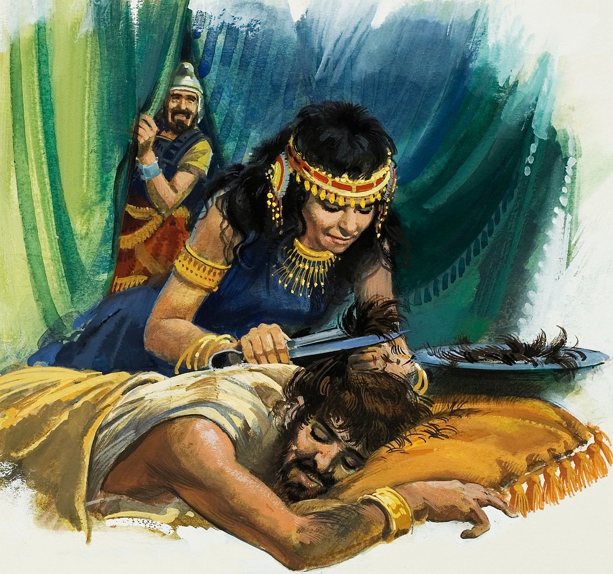 Samson och Delilah (gouache på papper) av Andrew Howat