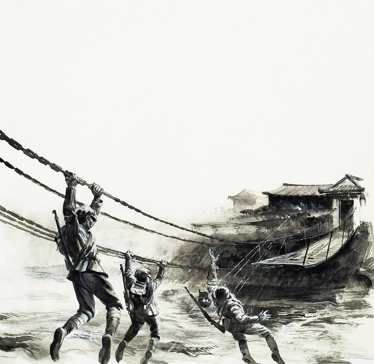 Slaget vid Luding Bridge (gouache på papper) av Andrew Howat