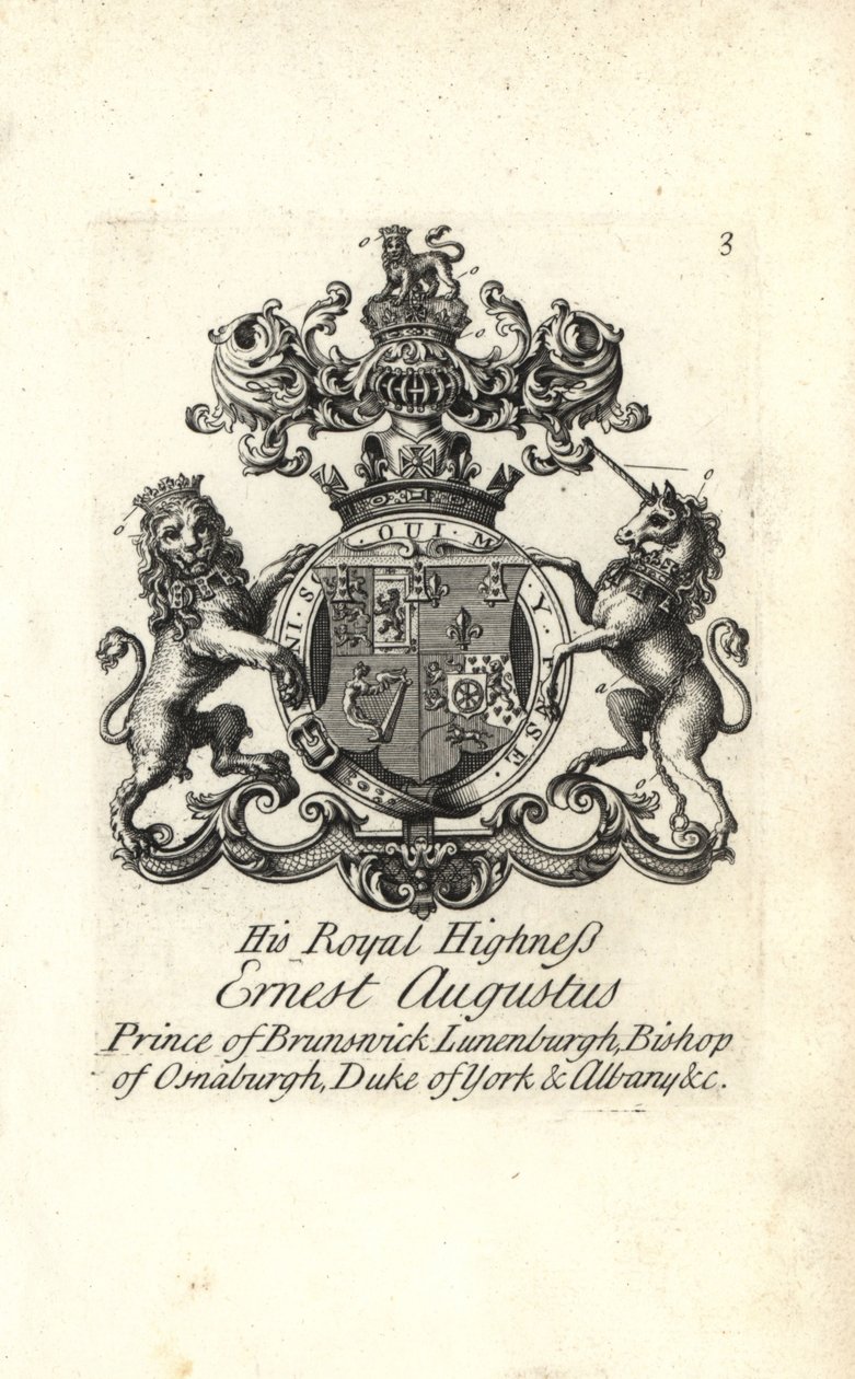Vapen och vapen av HKH Ernest Augustus, prins av Brunswick Luneburg, biskop av Osnaburgh, hertig av York och Albany av Andrew Johnston