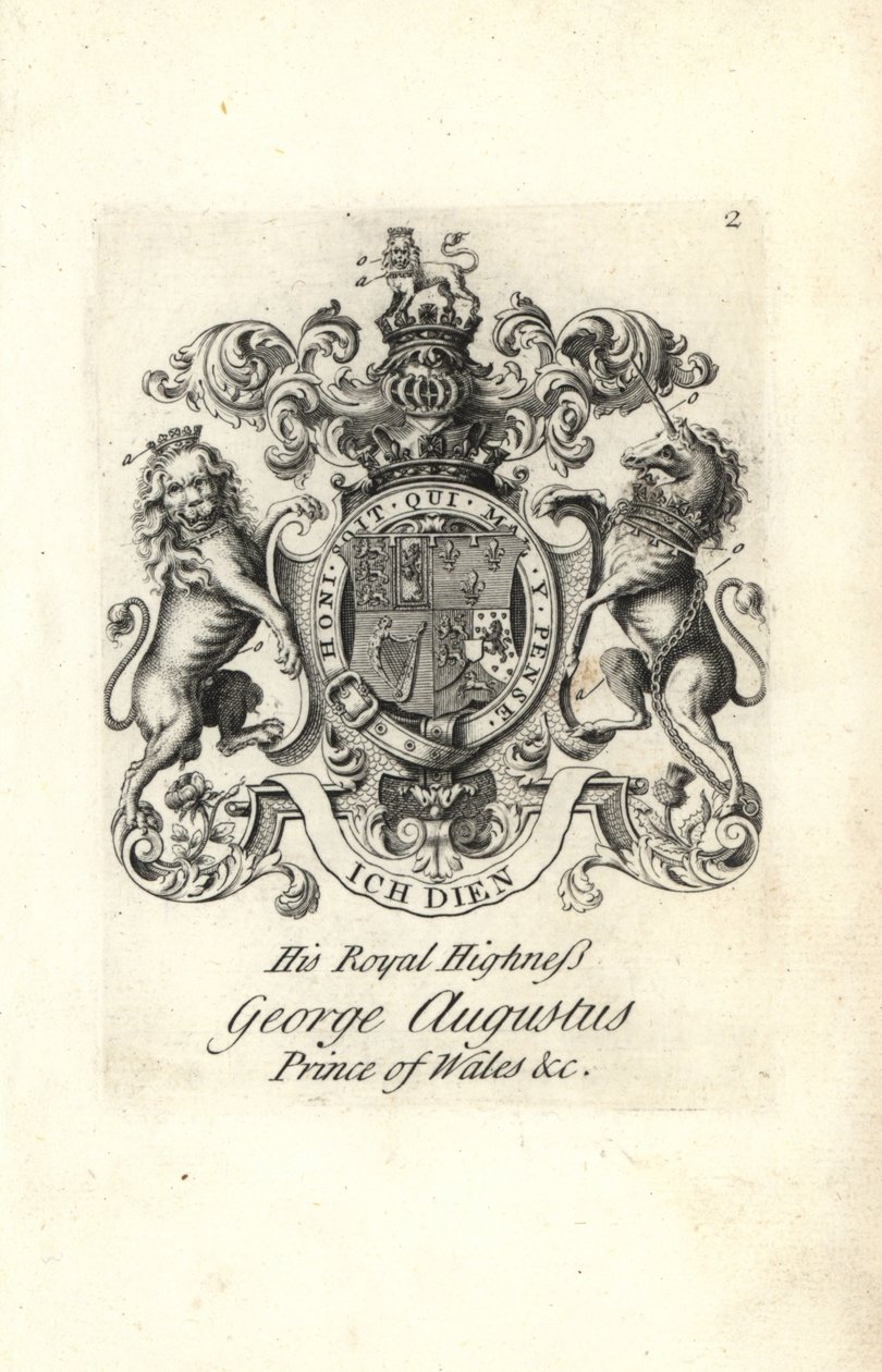 Hans kungliga höghet George Augustus, prins av Wales, senare kung George II av England, vapen och vapen av Andrew Johnston
