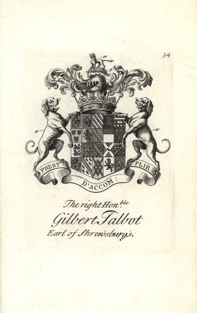 Vapensköld och vapen av höger ärade Gilbert Talbot av Andrew Johnston