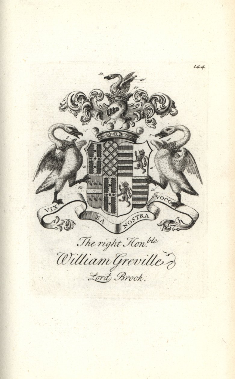 Vapensköld och vapen av höger ärade William Greville, 7:e Baron Brooke av Andrew Johnston