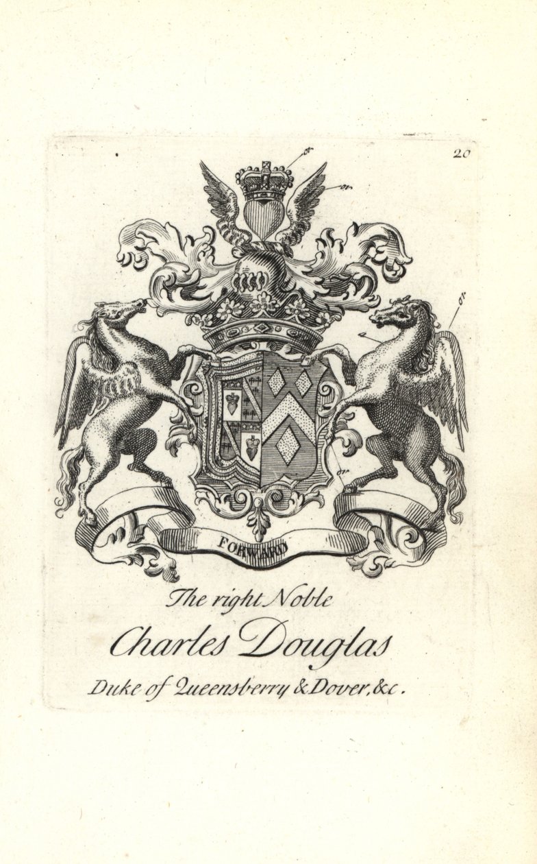 Vapensköld och vapen av den högra adelsmannen Charles Douglas, 3:e hertigen av Queensberry och Dover av Andrew Johnston
