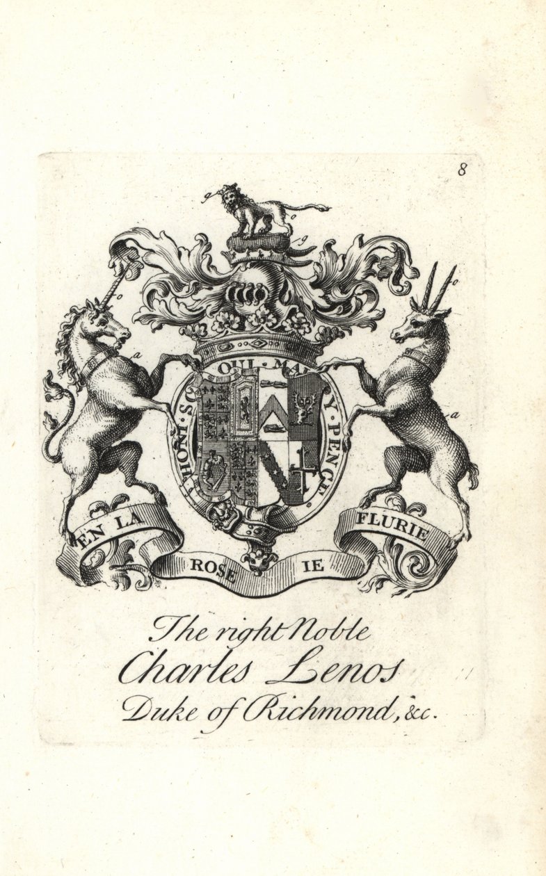 Vapen och vapen av den högra adelige Charles Lenos eller Charles Lennox av Andrew Johnston