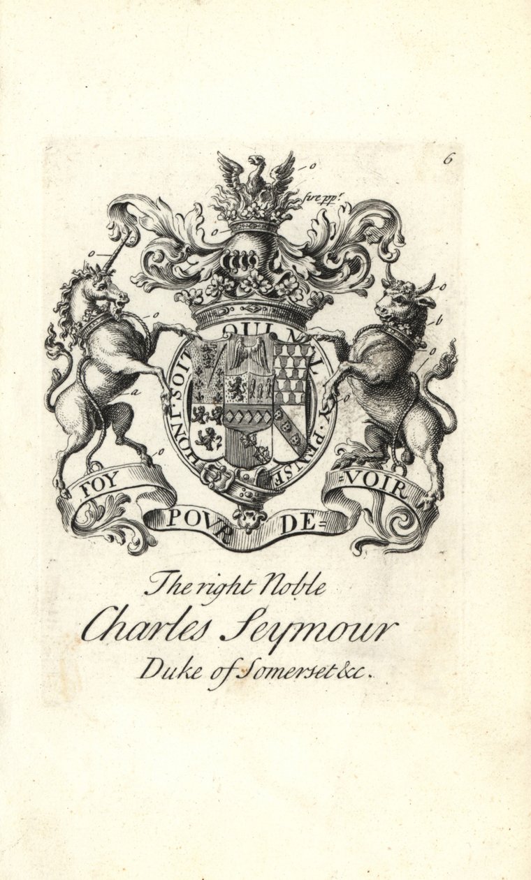 Vapensköld och vapen av den högra adelsmannen Charles Seymour, 6:e hertigen av Somerset av Andrew Johnston