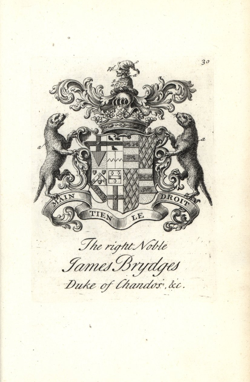 Vapen och vapen av den högra adelige James Brydges, hertig av Chandos av Andrew Johnston