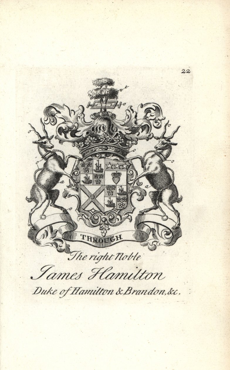 Vapen och vapen av den högra adelsmannen James Hamilton, 5:e hertigen av Hamilton och Brandon av Andrew Johnston
