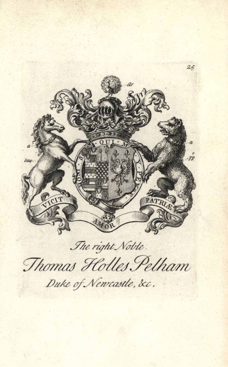 Vapen och vapen av den högra adelsmannen Thomas Holles Pelham av Andrew Johnston