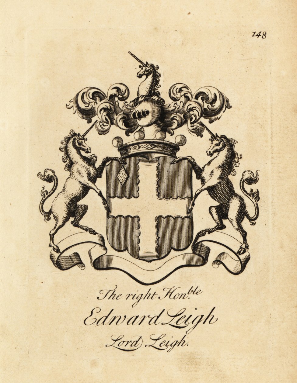 Vapensköld av högern Edward Leigh, Lord Leigh, 3:e baron Leigh av Andrew Johnston