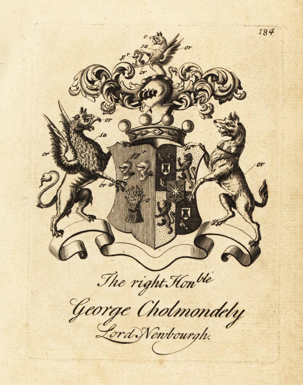 Högerns vapen, ärade George Cholmondely, Lord Newbourgh, 2nd Earl of Cholmondeley av Andrew Johnston