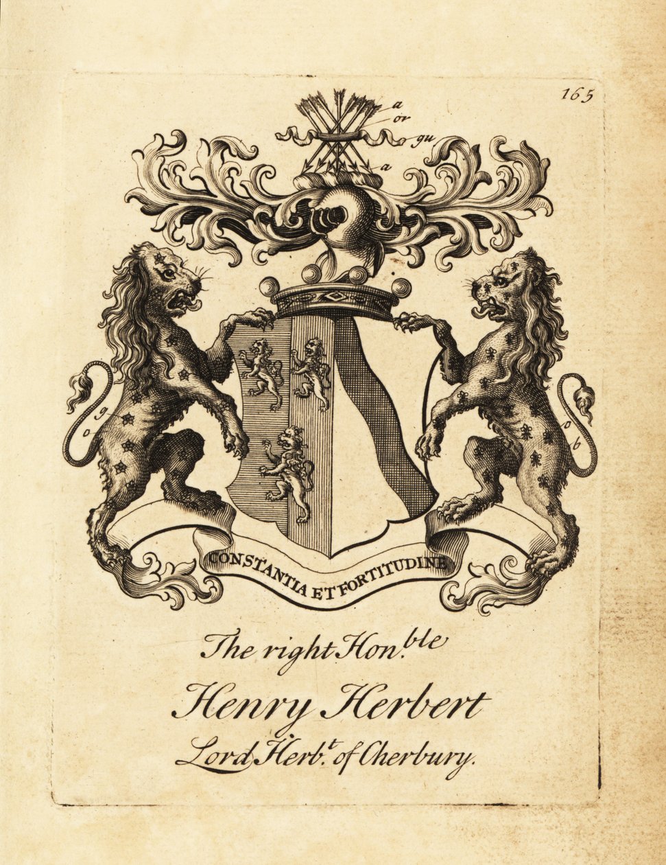 Vapensköld av högern ärade Henry Herbert, Lord Herbert av Cherbury, Baron Herbert av Cherbury (eller Chirbury) av Andrew Johnston
