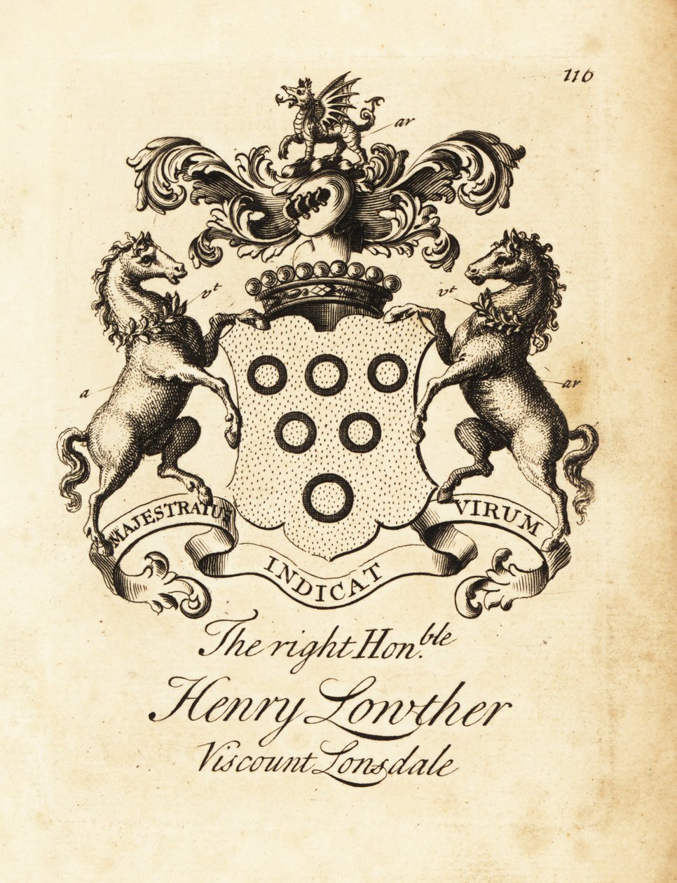 Vapensköld av högern Henry Lowther, 3:e Viscount Lonsdale (1694-1751) av Andrew Johnston