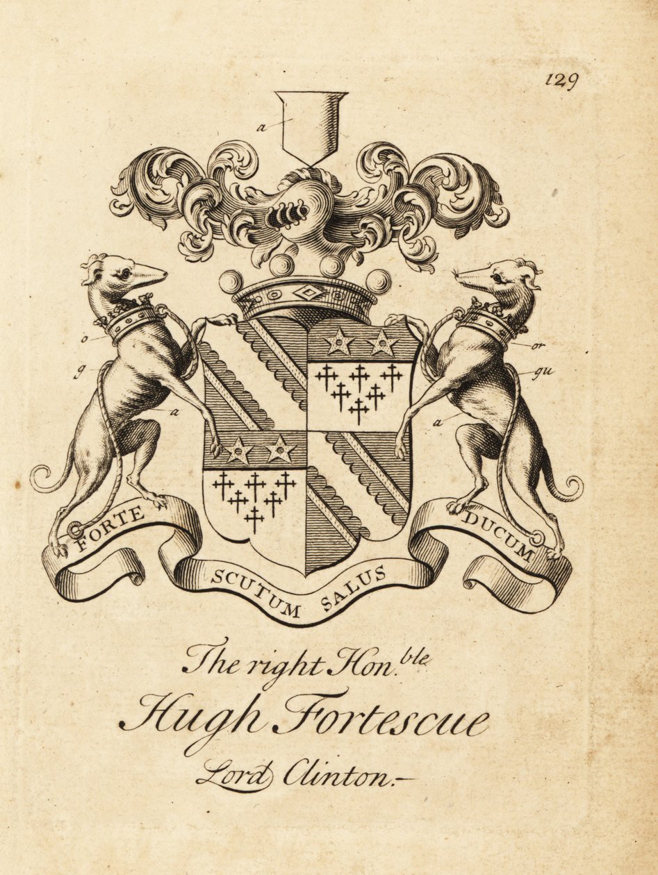 Vapensköld av den högra ärade Hugh Fortescue av Andrew Johnston