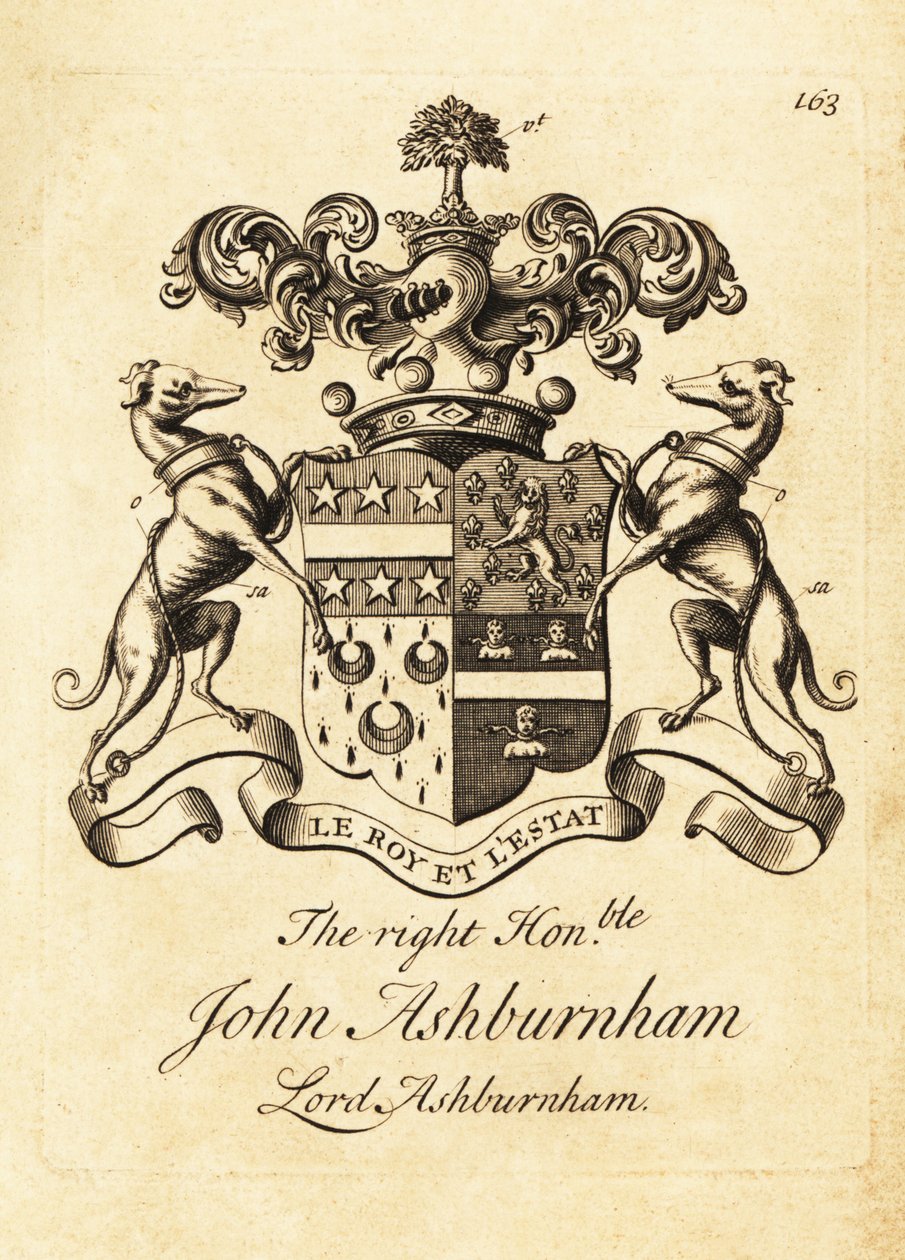 Vapensköld av högern ärade John Ashburnham, Lord Ashburnham av Andrew Johnston