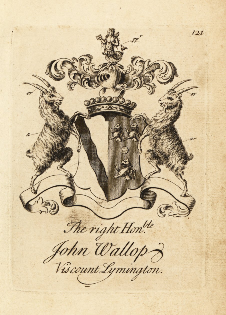 Vapensköld av den högra ärade John Wallop, Viscount Lymington av Andrew Johnston